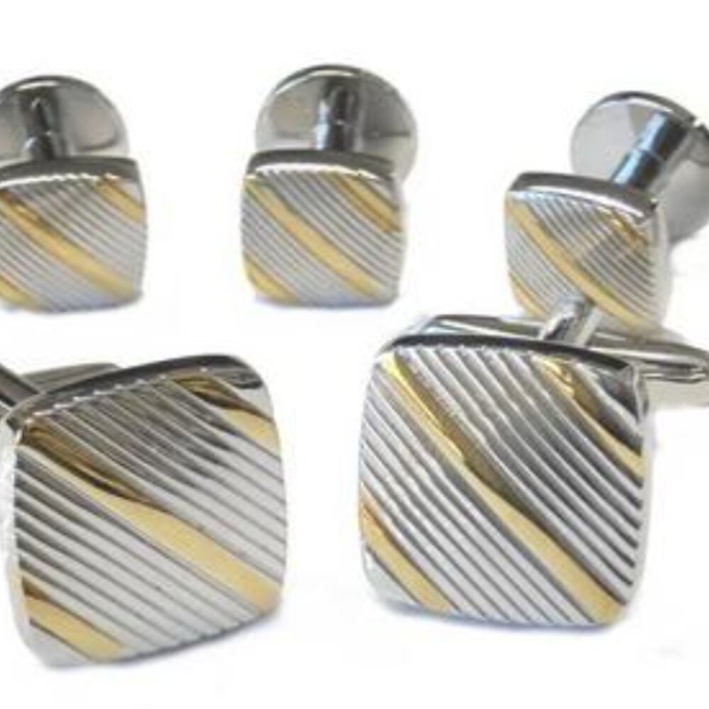 Two Tone Square Formal Cufflinks and Studs Set